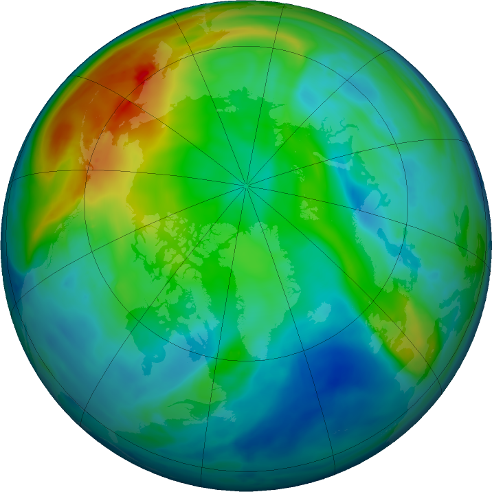 Arctic ozone map for 05 December 2020